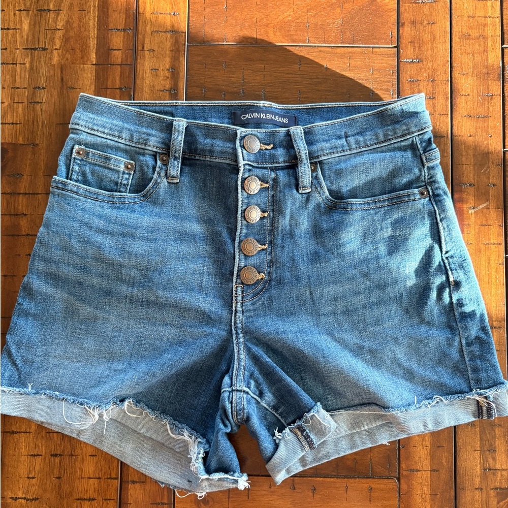 Calvin Klein Women's Button-Fly Jean Shorts - Size 25 - Americana, Classic